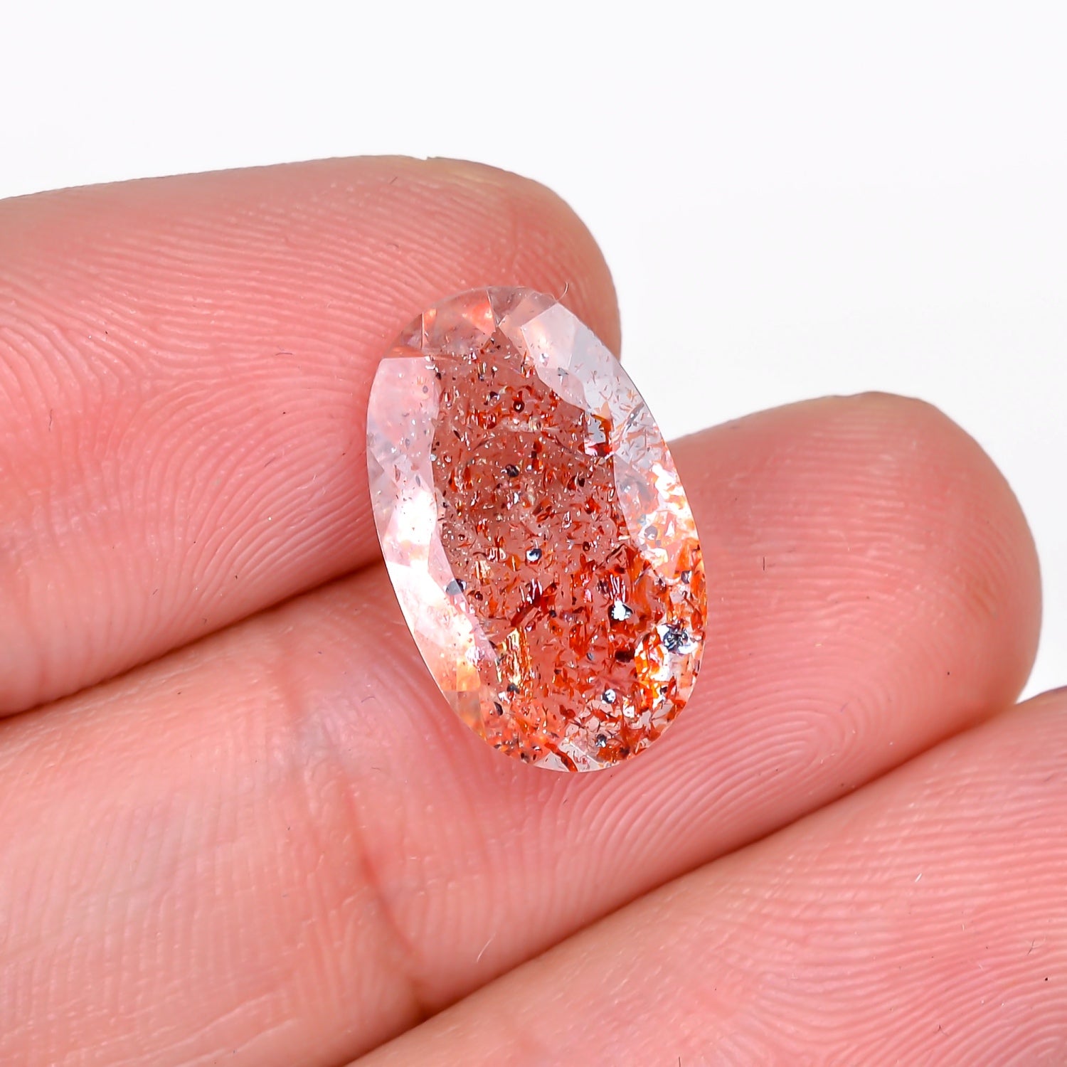 elestial hematite quartz oval shape cut stone loose gemstone